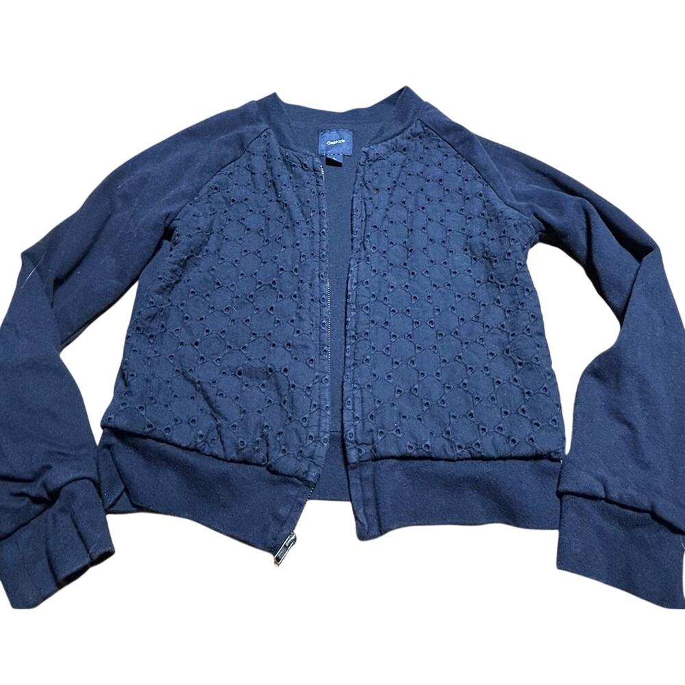GAP Kids lace eyelet zip up jacket long sleeve cropped fit girls sz L 10